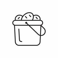 bucket of potatoes garden icon vector sign
