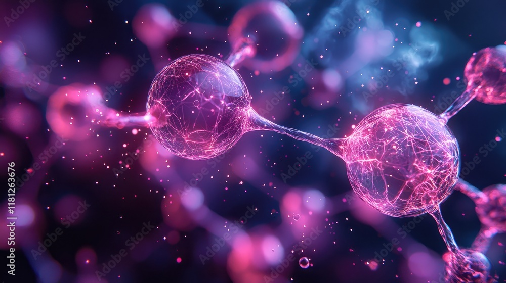 Poster mesmerizing abstract atom: a journey into the quantum realm. explore the intricate connections and v