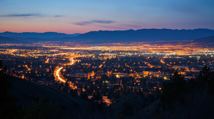 Obraz premium Blurred city lights at twilight night glow