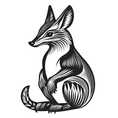 Obraz premium Monochrome illustration of a bandicoot sitting.