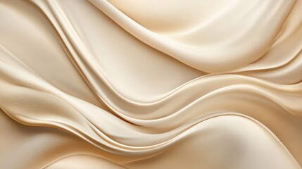 Obraz premium Elegant beige silk fabric with soft, flowing waves and folds.