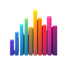 3d minimal data analysis. colorful statistic bar chart with an arrow rising. 3d illustration.