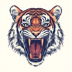 Fototapeta premium Roaring tiger head illustration. (1)
