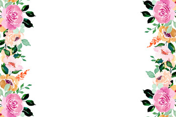 Watercolor flowers frame background vector for design.