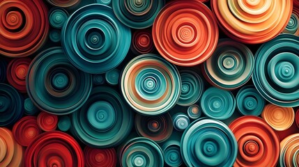 Naklejka premium A playful background of overlapping spirals in shades of red, blue, and green.