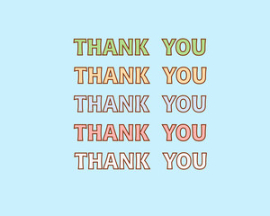 thank you handwritten on pastel background. illustration banner.