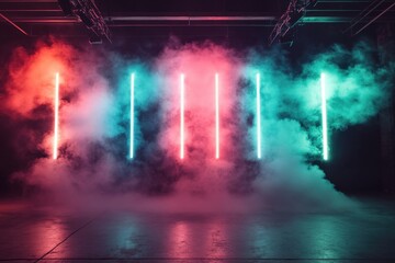 Obraz premium Colorful Neon Light Fog Dramatic Atmosphere