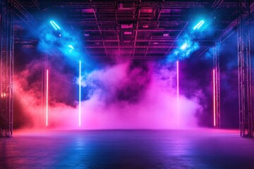 Illuminated Stage Colorful Fog Neon Light Creative Event