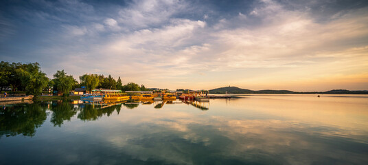 Serene Evening at Lake Boating Dock