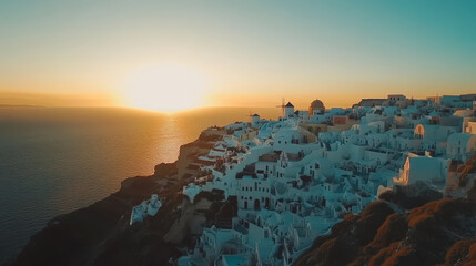 White buildings at sunset create peaceful scene