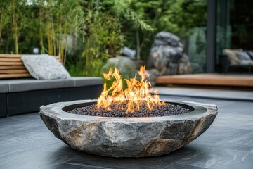 Modern Stone Fire Pit Design Perfect for Outdoor Gatherings and Relaxation