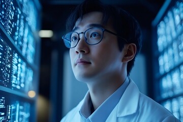 It engineer working with big data processing in data center