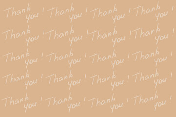 thank you handwritten on pastel background. illustration banner.