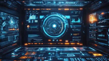 Obraz premium Futuristic interface control panel display