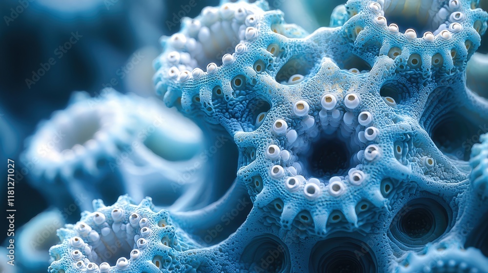 Fototapete mesmerizing fractal: an intricate exploration of abstract blue forms and organic structures in digit