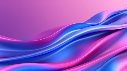 Obraz premium Vibrant flow of pink and blue satin silk curves on a purple abstract background