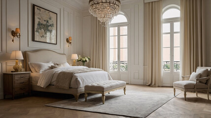Bright and airy contemporary living room with beige earth tone furniture large windows neutral color bed and abstract art Contemporary Interior Design Livingroom Inspiration