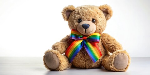 Obraz premium Celebrate Pride with this adorable rainbow LGBTQ+ teddy bear! Soft, cuddly, and perfect for showing your support.
