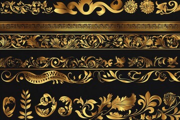 A set of vector drawings with seamless Greek classical ornament.