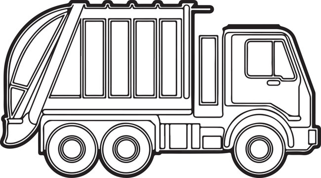 recommend clip art: garbage truck line art drawing silhouette design vector art illustration