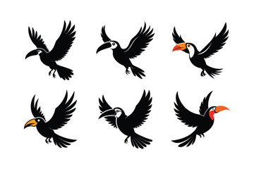toucan bird silhouette vector art illustration