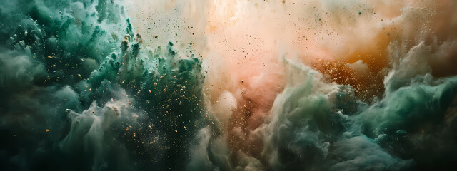 Abstract art with colorful powder explosions