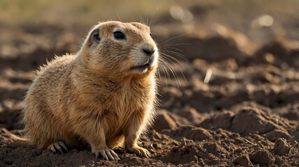 Naklejka premium Black-Tailed Prairie Dog Shedding Fur During Moulting Season