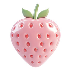 3D Strawberry Icon: Digital Design Element on transparent PNG background.
