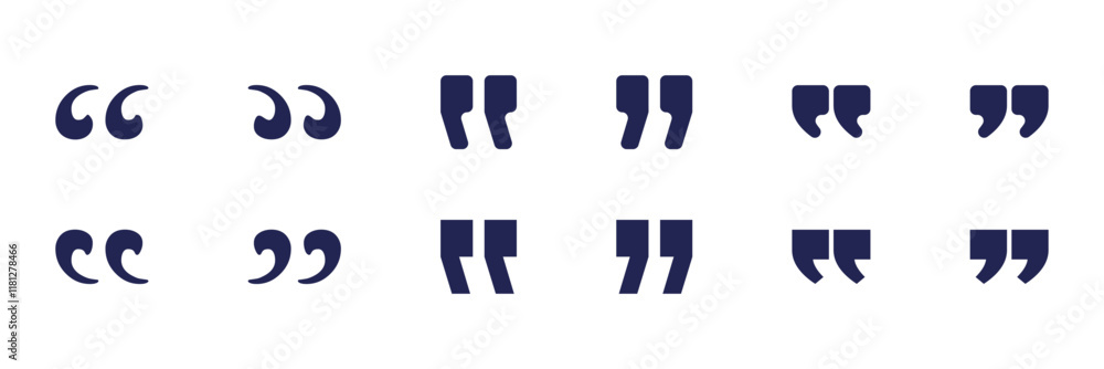 Poster set of quote mark. quotes icon vector set. quote marks outline, speech marks, inverted commas or tal