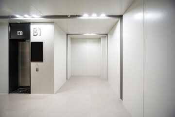 Contemporary Elevator Lobby with Minimalist Design and Clean Lines