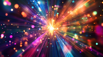 Naklejka premium A vibrant explosion of colors and light, creating a dynamic and energetic visual effect.