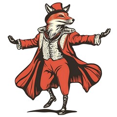 Fototapeta premium A fox in a magician's outfit performing.
