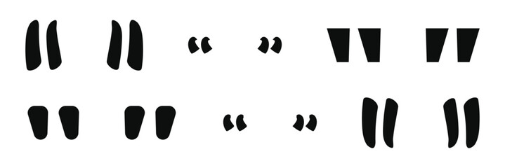 Quotes, quotation marks black isolated vector icon set. 