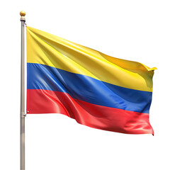 3D Colombia flag with realistic texture isolated on transparent background  
