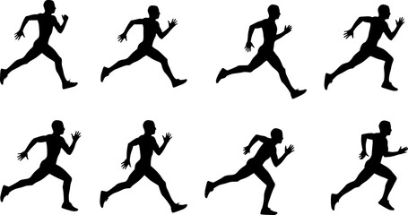 runners silhouettes collection. vector. Transparent background PNG, cutout