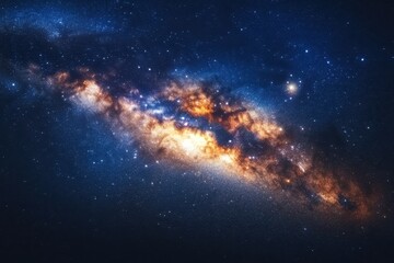 Fototapeta premium Beautiful spiral galaxy shining brightly in a dark night sky with countless stars