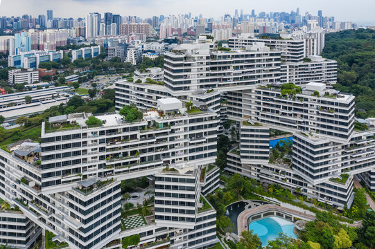 Aerial View of the Interlace Residence in Singapore.