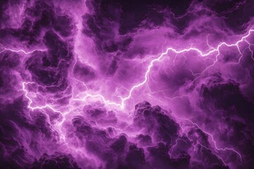 Naklejka premium Purple Lightning Strikes Dark Clouds