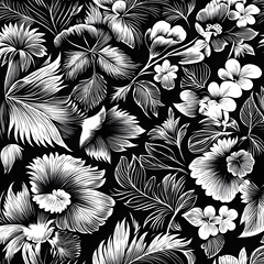 design of hand-carved linocut prints in bold black and white.