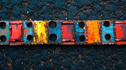 Colorful Rusty Metal Texture: Grunge Industrial Background. Abstract Art, Vintage Design, Weathered Steel, Vibrant Color Palette