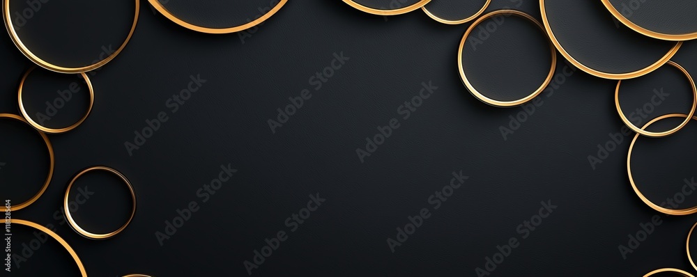 Poster an artistic background featuring overlapping golden circles on a dark canvas. ideal for elegant desi