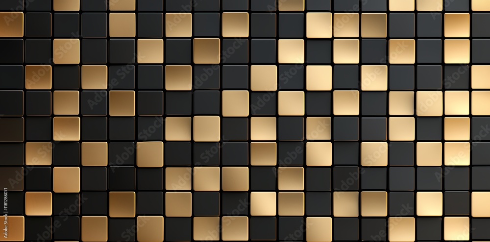 Aufkleber this stunning texture features a grid of alternating black and gold square tiles, creating an elegan
