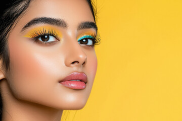 Fototapeta premium indian model, clean background, ultra clear resolution, simple and bright, glowing, smooth skin