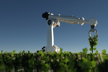 Robotics arm organic farm robot machine processing hand machinery factory green nature plant garden grow food warehouse natural rack glasshouse cos.