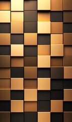 A striking abstract background featuring a mosaic of gold and black squares. This visually appealing design can be used for various creative projects and digital applications.
