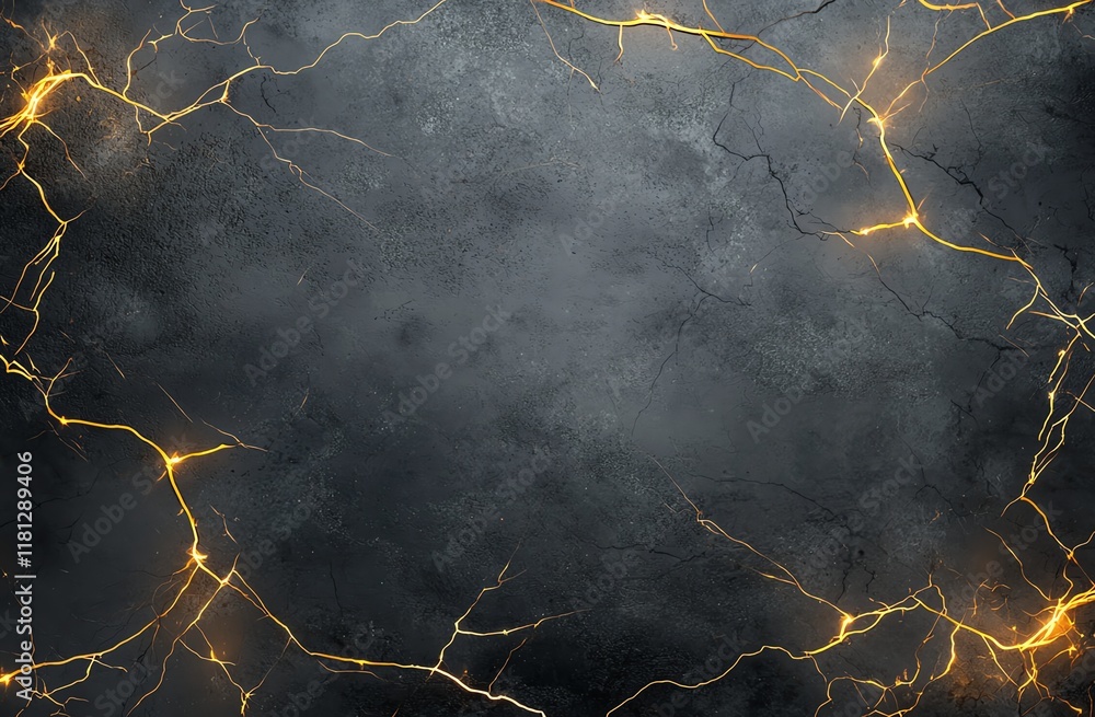 Aufkleber a striking abstract texture featuring dark stone with intricate golden veins and cracks, creating a 