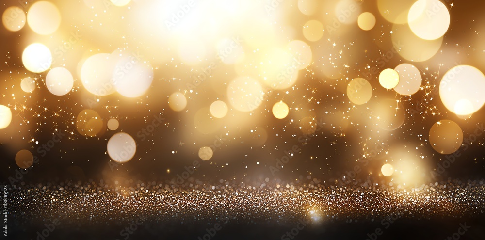 Poster a sparkling array of golden bokeh lights creates a mesmerizing backdrop, ideal for festive celebrati
