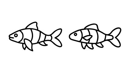 clown loach fish icon, fish line art, fish vector  - simple black line art icon of clown loach fish perfect for logos, and fish-themed designs.