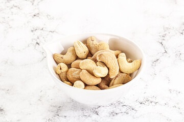 Cashew nuts heap in the bowl