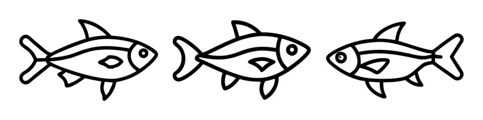 neon tetra fish  icon, fish line art, fish vector  - simple black line art icon of neon tetra fish  perfect for logos, and fish-themed designs.